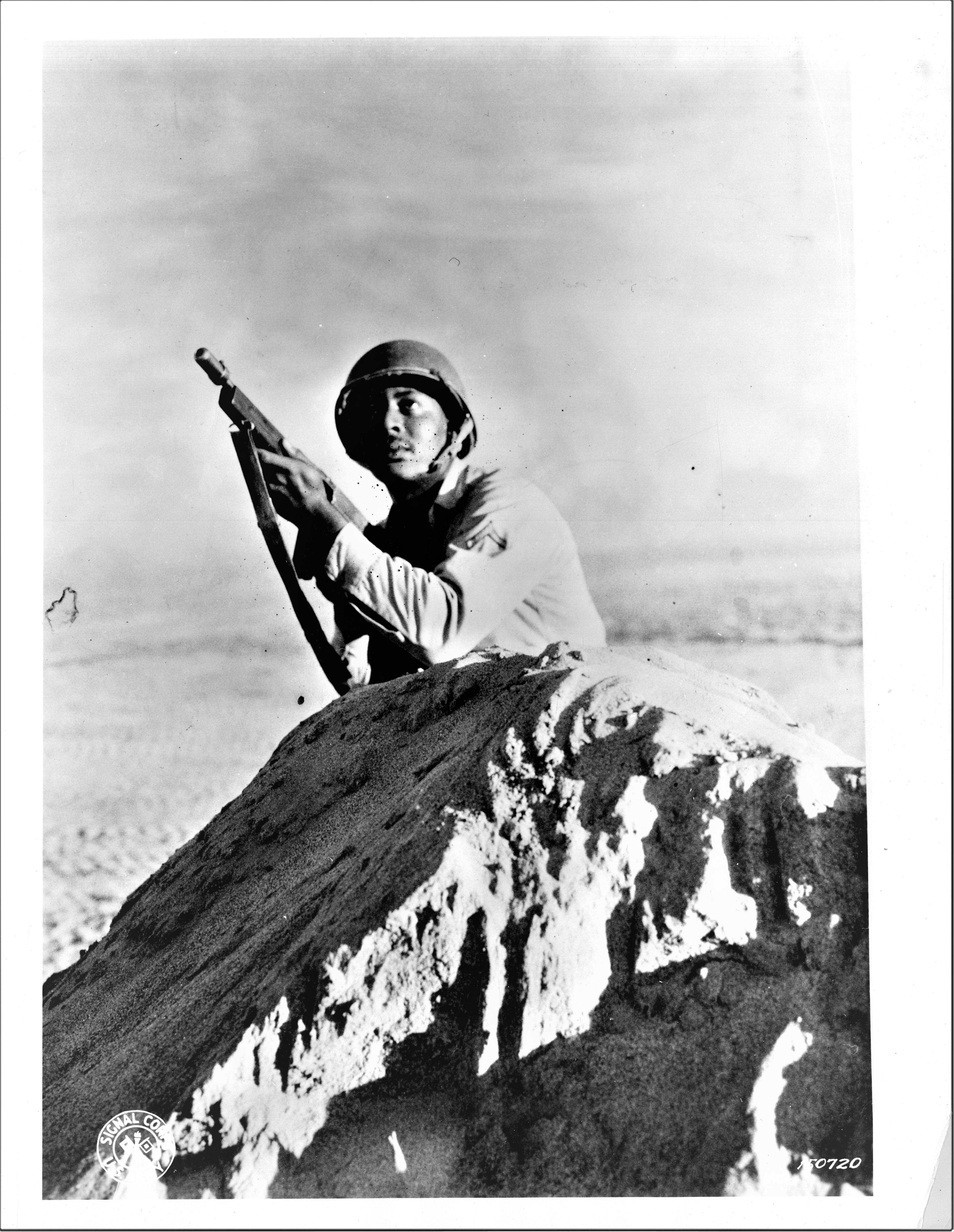 Photograph of Mack B. Anderson of the 823rd Engineer Aviation Battalion. Mack B. Anderson won the Silver Star Award for valor in combat.