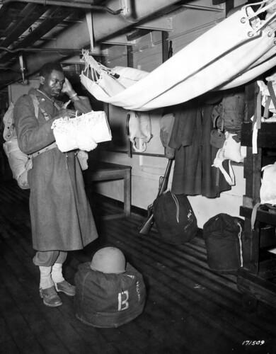 Historical image showing Private Robert A. Williams of Clarksdale. of Black American soldiers during WWII